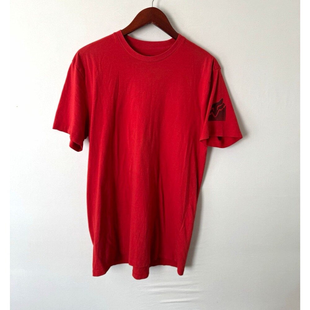 Fox Men’s Red Logo Graphic Print Crew Neck Short Sleeve Regular Fit Tee L